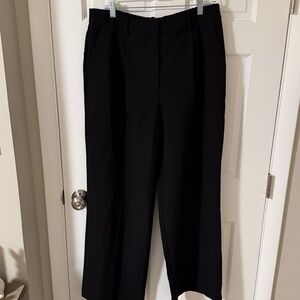 Nine West Black Wide-Leg Dress Pleated Front Pants Elastic Back Waist Large